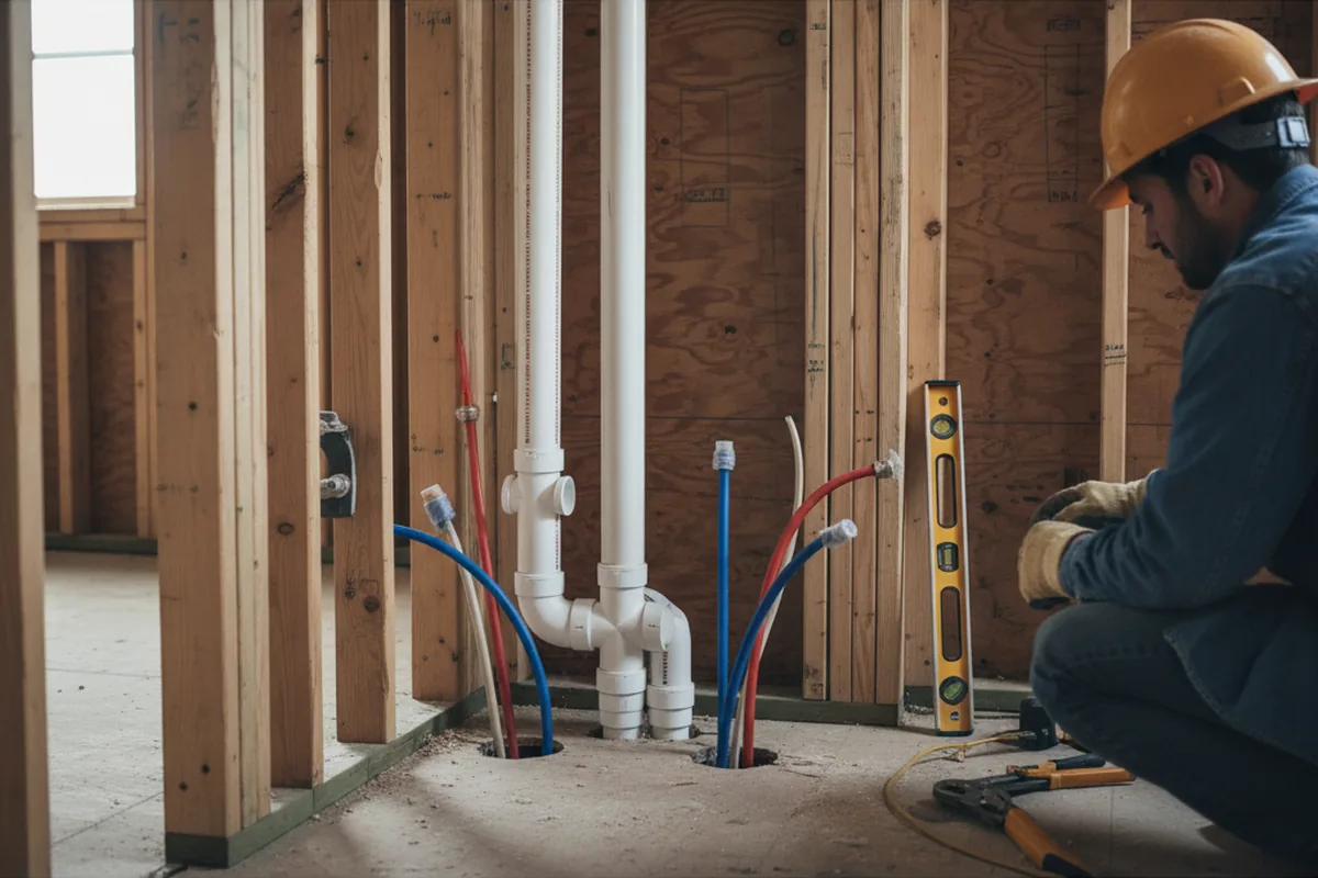 Drain and supply rough-in during Leak Detection in Bay Minette