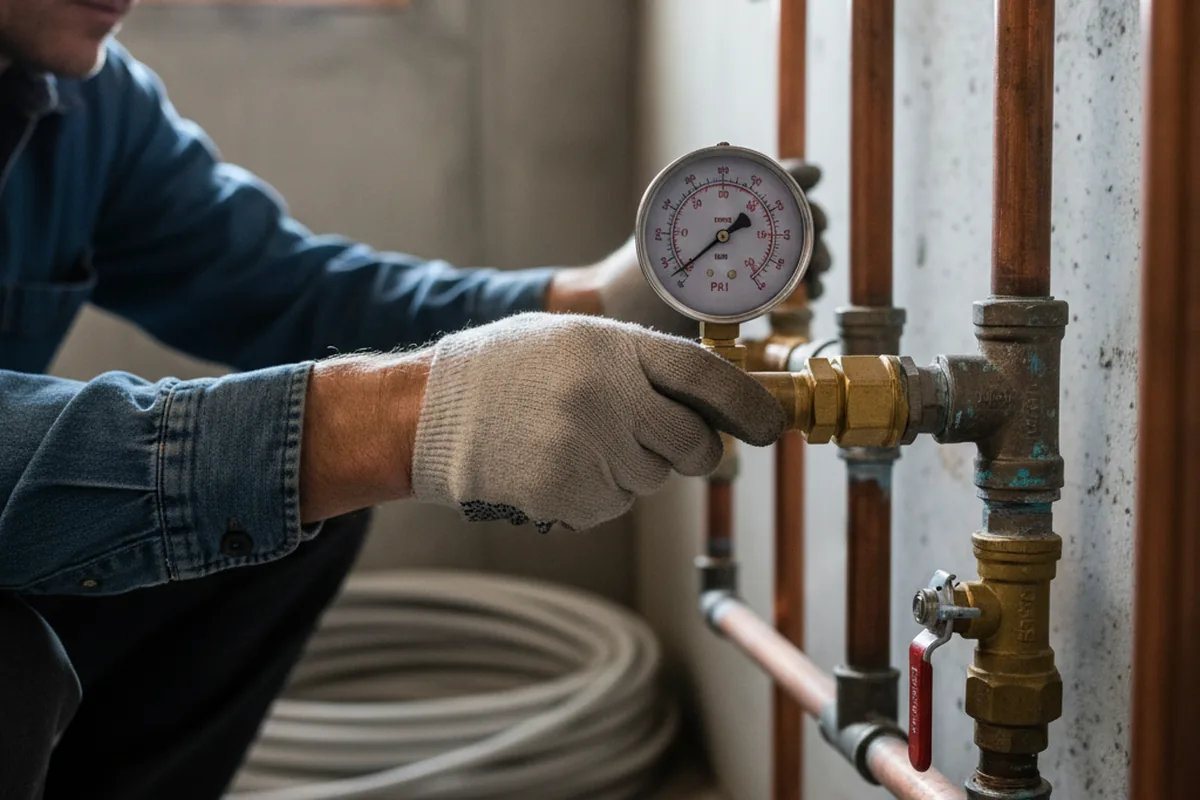 Pressure testing a repaired line during Water Line Repair in Bay Minette